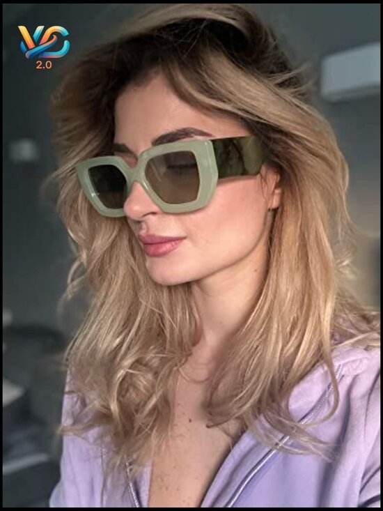 Oversized Square Sunglasses Thick Frame UV400 Protection Unisex Stylish main image 4